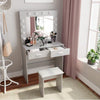 LED Light Vanity Dressing Table Set Bedroom Makeup Desk With Mirror Drawer Stool