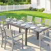 Extending Garden Table for 6-10, Aluminium Outdoor Dining Table, Glass Top