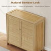 Bamboo Shoe Cabinet with Louvered Doors, 14 Pairs Footwear Cupboard for Hallway