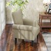 Upholstered Modern Accent Chair, Armchair with Wood Legs, Beige