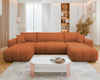 U-Shaped Corner Sofa Bed Symmetrical with Storage Velour Fabric FURYN U