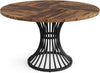 Round Dining Table for 4-6 Seater, Industrial Kitchen Table with Metal Base