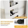 Bathroom Slim Floor Cabinet Narrow Wooden Storage Cupboard Toilet with Drawer Xp