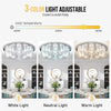 Round Crystal Chandelier Flush Mount LED Ceiling Light Fixture Lamp Color Adjust