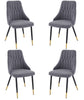 8 Grey Velvet Dining Chairs set Gold Tip Legs velvet luxury dining chairs x 8