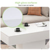 High Gloss Coffee Table with LED Light Rectangle Living Room Furniture White