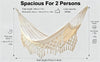 Large Boho Cotton Fringe Double Camping Hammock Bed White 2 Person 200x150cm