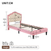 Single Bed Frame 3ft PU Leather Upholstered Bed with Adjustable Headboard Pink