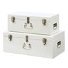 Cream Metal Storage Trunks Chest Bedroom, Dressing Room Set of 2, Beautify