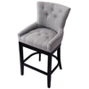Linen Fabric Bar Stool Chair High Stools Breakfast Counter Padded Seat Wood Legs