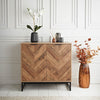 Rustic Oak Finish 2 Door Sideboard Multi Storage Cabinet Dinning Room, Hallway