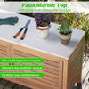 Patio Storage Cabinet 2-Door Storage Container with Faux Marble Top