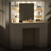 Large Dressing Table Wood Makeup Desk with Hollywood LED Mirror 7 Drawer Hvrpylm