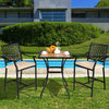 Bar Height Outdoor Bistro Set 3 Pieces Patio Bar Set W/ 2 Upholstered Bar Stools