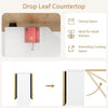 Folding Dining Table w/ Drop Leaf, Space Saving Kitchen Table w/ Storage Shelves