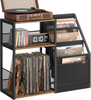 VASAGLE Record Player Stand, 3-Tier Side Table, Vinyl Record Storage up to 140 A