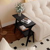 Black Narrow End Table, 2-Tier Modern Solid Wood Side Sofa Table for Living Room
