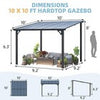 Aluminium Lean-To Gazebo, Wall-Mounted Hardtop Roof Pergola for Garden & Patio