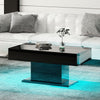 Black High Glos Coffee Table w/ LED Light Rectangular Living Room Modern