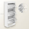 Slim Shoe Storage Cabinet with 3 Flip Drawers for Entryway, White