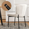 2PC Beige Dining Chairs Velvet Upholstered Seat Kitchen Chair Metal Legs