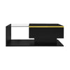 90cm Modern Glass Coffee Table Center Table With LED Light Storage Compartment