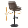 Set of 2 Black Bar Stools, Chicago, Faux Leather, swivel, height adjustable