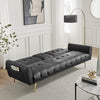 Sofa Bed 3 Seater Faux Leather Click Clack Couch Cup Holders Grey Cream Black
