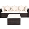 4 PCS Rattan Patio Conversation Set Outdoor Furniture Sofa Set w/ Coffee Table