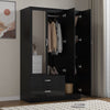 High Gloss Wooden 3 Door Wardrobe with Drawers and Mirror Bedroom Storage