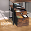 Home Office Computer Desk with Monitor Stand 2 Drawer Storage Shelves LED Lights