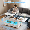 LED Lift Top Coffee Table With Drawers 4 in 1 White Convertible Centre Table
