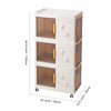 3Pcs Large Storage Boxes Foldable Plastic Stacking Clothes Baskets w Hook&Wheels