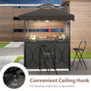3-Piece Outdoor BBQ Canopy w/ Bar Table & 2 Foldable Bar Chairs Set
