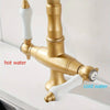 Kitchen Mixer Tap Vintage Dual Lever Kitchen Sink Taps Brass Water Tap Mixer