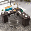 Home Office Study Workstation L-Shaped Corner Computer Desk w/ Cabinet