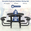Outdoor Round Picnic Table & Bench Garden 115cm Coated Steel Table