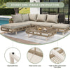 Modular Outdoor Sofa Set w/ Glass Table, Rope-Woven, Garden Patio Furniture Set