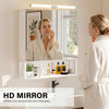 Bathroom Mirror Cabinet with Shaver Socket & Door & Open Compartment & LED Vdlod