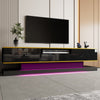 TV Stand 180cm Black Gloss w/ Drawers & LED Lighting Compartment for Living Room