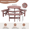 Round Picnic Table 6 Seater Solid Wood Garden Dining Bench Parasol Hole Set 90cm