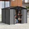 Grey Wood Grain Metal Garden Shed 8x7ft Outdoor Storage House with Foundation