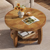 31.5'' Solid Wood Round Coffee Table, 2-Tier Wooden Center Table for Living Room