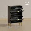 Slim Shoe Storage Cabinet with 2 Flip Drawers for Hallway, Black