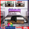 4ft6 Double Bed Frame Metal Bed Platform LED Lights Headboard & 4 Storage Ltuzjo
