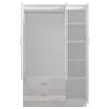 High Gloss Wooden 3 Door Wardrobe with Drawers and Mirror Bedroom Storage