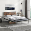 Industrial Double Size Bed Frame Metal Platform Bed-Brown