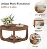 Round Coffee Table, 2-Tier Wooden Circle Coffee Table w/ Storage for Living Room