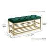 2-Tier Velvet Top Bamboo Gold Metal Shoe Rack Stand Shoe Storage Shelf Hallway