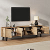 Modern TV Stand TV Console Unit with Grille Doors & Shelves, 180 cm, Wood Grain